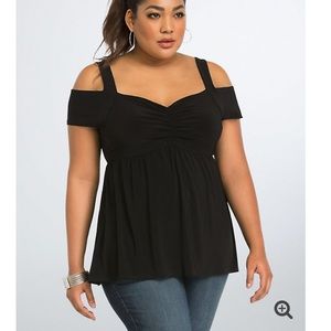 Torrid black cold shoulder babydoll top